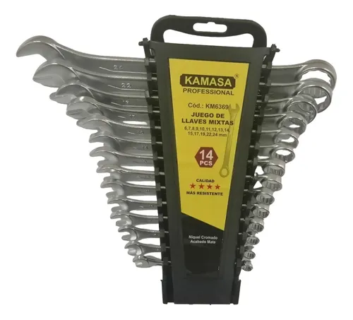 [KM6370] JUEGO DE LLAVE MIXTA 14 PIEZAS (8-24 MM) KAMASA